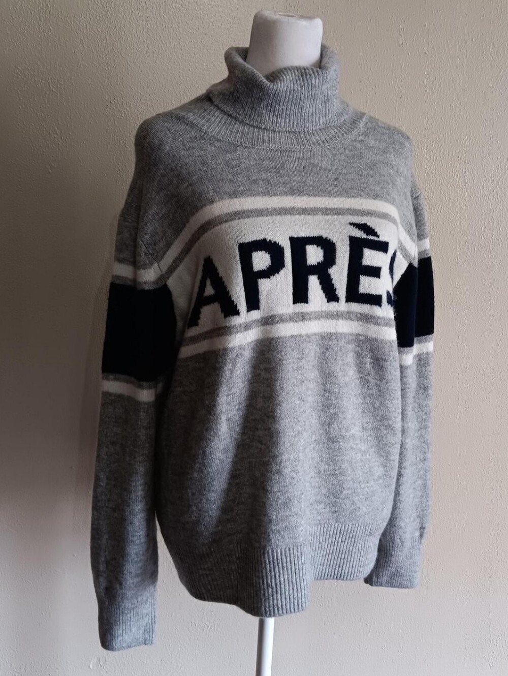 Grey Après Ski Turtleneck Sweater Halogen Medium Knit Long Sleeve Pullover - Picture 7 of 9